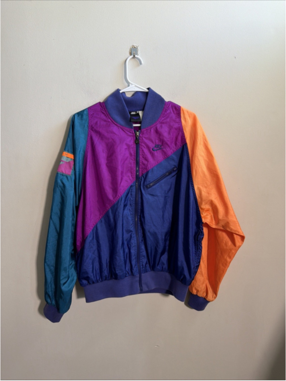 Vintage Nike Men’s Medium Flight Windbreaker Jacket 90s Y2K Colorblock Nylon